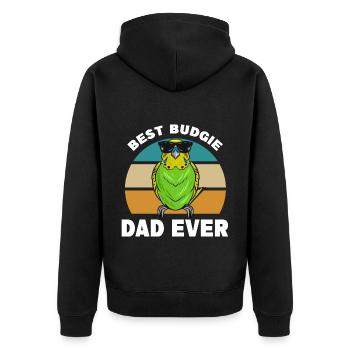 Budgerigar Papa | Animaux de compagnie Oiseaux Animaux Cadeau - Veste à capuche bio Premium Unisexe - noir - Dos - Nico (187cm)