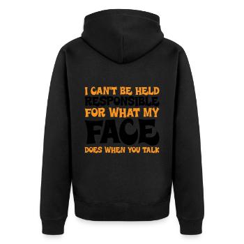 For What My Face Does When You Talk 3 - Unisex Premium Bio Zip Hoodie - Schwarz - Hinten - Nico (187cm)