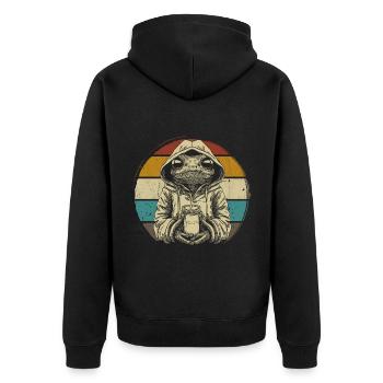 Frog tient du café v1 - Veste à capuche bio Premium Unisexe - noir - Dos - Nico (187cm)