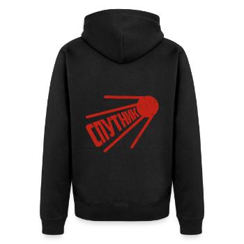 Sputnik Russischer Satellit Spruch Soviet Russland - Unisex Premium Bio Zip Hoodie - Schwarz - Hinten - Nico (187cm)