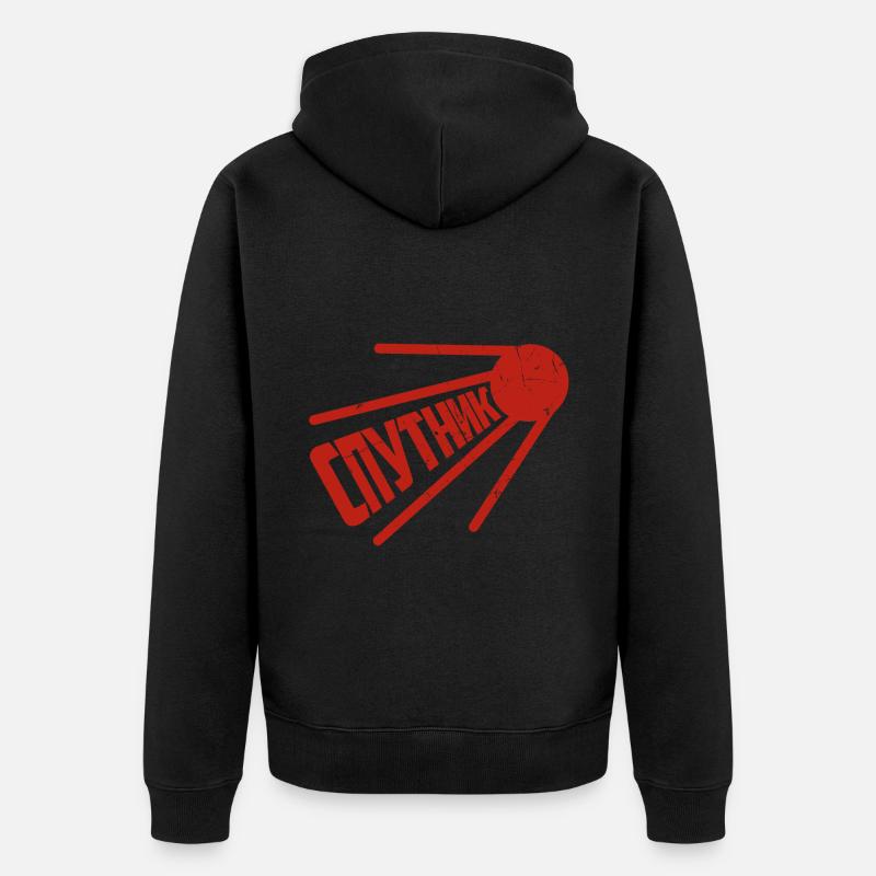 Sputnik Russischer Satellit Spruch Soviet Russland - Unisex Premium Bio Zip Hoodie - Schwarz