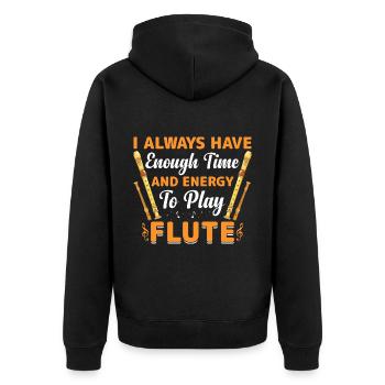 I always have enough time and energy to flute - Unisex Premium Organic Zip Hoodie - black - Back - Nico (187cm)