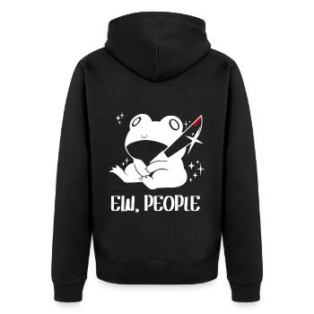 Ew People Frog Lover Cottagecore - Unisex Premium Bio Zip Hoodie - Schwarz - Hinten - Nico (187cm)