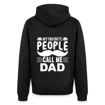 Sie Nennen mich Dad, Papa und Papi - Unisex Premium Bio Zip Hoodie - Schwarz - Hinten - Nico (187cm)