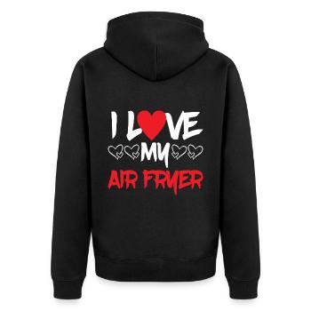 I Love My Air Fryer 5 - Unisex Premium Bio Zip Hoodie - Schwarz - Hinten - Nico (187cm)