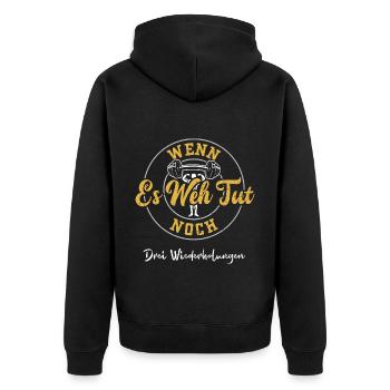Wenn Es Weh Tut Noch Drei Wieder... - Unisex Premium Bio Zip Hoodie - Schwarz - Hinten - Nico (187cm)