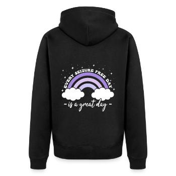 Great Epilepsy Awareness - Unisex Premium Organic Zip Hoodie - black - Back - Nico (187cm)