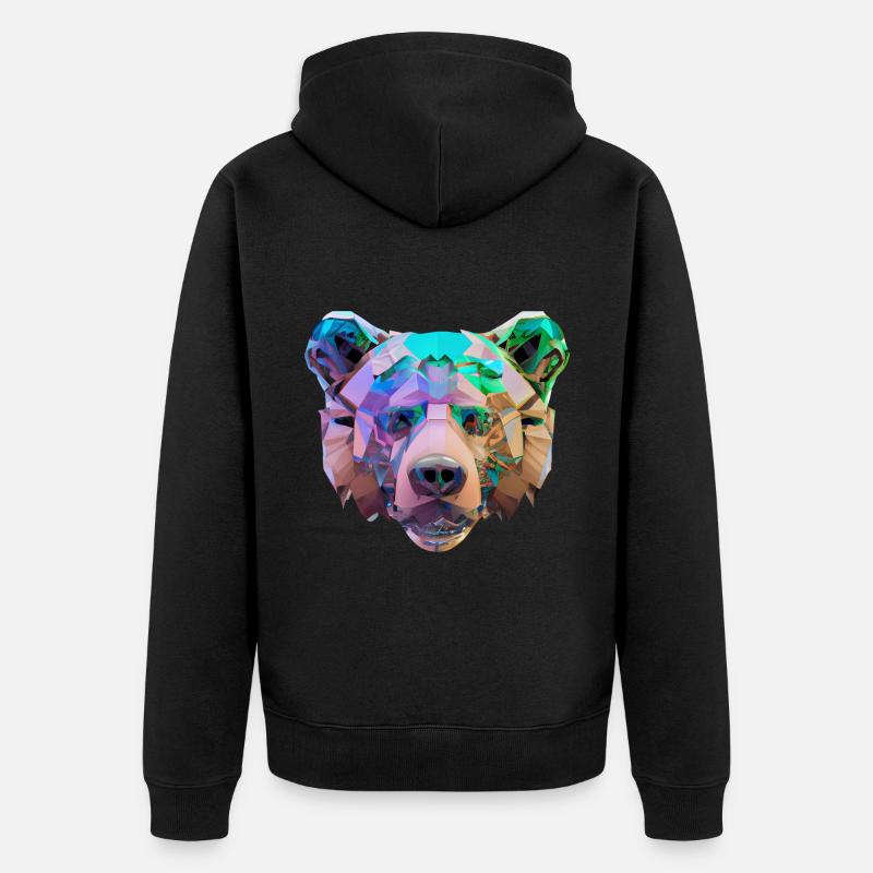 Farbenfroher Polygon Bär - Unisex Premium Bio Zip Hoodie - Schwarz