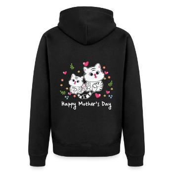 happy Mothersday - Unisex Premium Bio Zip Hoodie - Schwarz - Hinten - Nico (187cm)