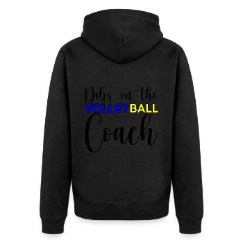Dibs On The Volleyball Coach 3 - Unisex Premium Bio Zip Hoodie - Schwarz - Hinten - Nico (187cm)