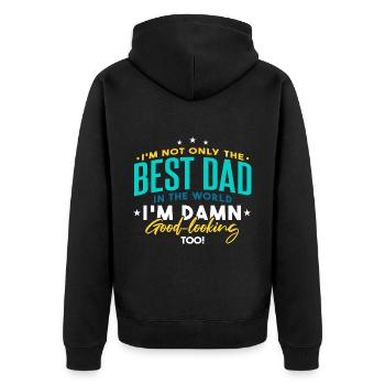 Meilleur papa Fathers Day Funny - Veste à capuche bio Premium Unisexe - noir - Dos - Nico (187cm)