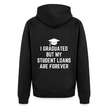 Geschenk Absolventen lustig - Unisex Premium Bio Zip Hoodie - Schwarz - Hinten - Nico (187cm)
