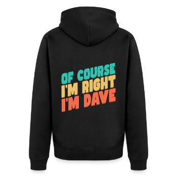 Je m’appelle Dave - Veste à capuche bio Premium Unisexe - noir - Dos - Nico (187cm)