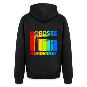 Norderney Nordsee Ostfriesische Insel Geschenk - Unisex Premium Bio Zip Hoodie - Schwarz - Hinten - Nico (187cm)