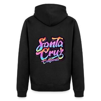Santa Cruz Californie vintage rétro surfing ville - Veste à capuche bio Premium Unisexe - noir - Dos - Nico (187cm)