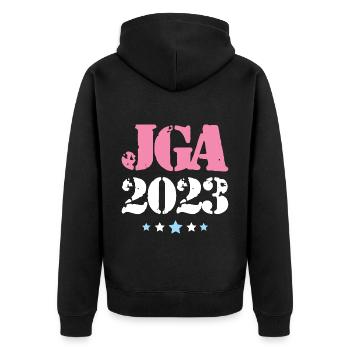 Jga 2023 Junggesellenabschied - Unisex Premium Bio Zip Hoodie - Schwarz - Hinten - Nico (187cm)