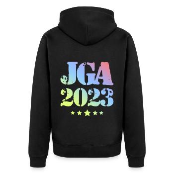 Jga 2023 Junggesellenabschied - Unisex Premium Bio Zip Hoodie - Schwarz - Hinten - Nico (187cm)