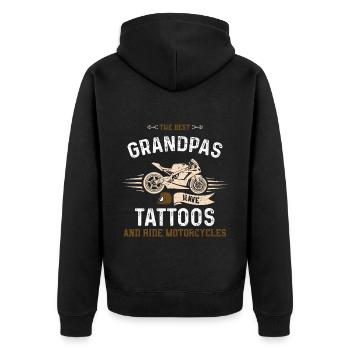 Les meilleurs grands-pères ont des tatouages... - Veste à capuche bio Premium Unisexe - noir - Dos - Nico (187cm)