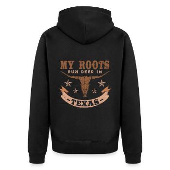Mes racines sont profondément ancrées au Texas - Veste à capuche bio Premium Unisexe - noir - Dos - Nico (187cm)