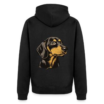 Teckel Portrait de chien teckel - Veste à capuche bio Premium Unisexe - noir - Dos - Nico (187cm)