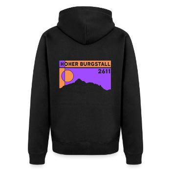 Hoher Burgstall Tirol Bergtour Klettern Stubaital - Unisex Premium Bio Zip Hoodie - Schwarz - Hinten - Nico (187cm)