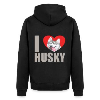 Husky Glitter Dog Owner Dog Hair - Veste à capuche bio Premium Unisexe - noir - Dos - Nico (187cm)