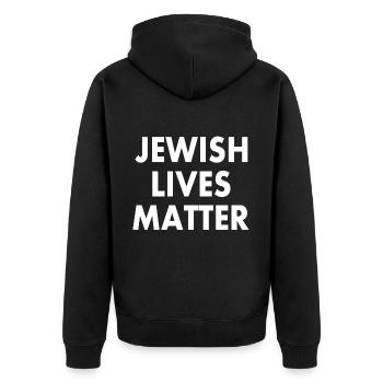 JEWISH LIVES MATTER - Unisex Premium Bio Zip Hoodie - Schwarz - Hinten - Nico (187cm)