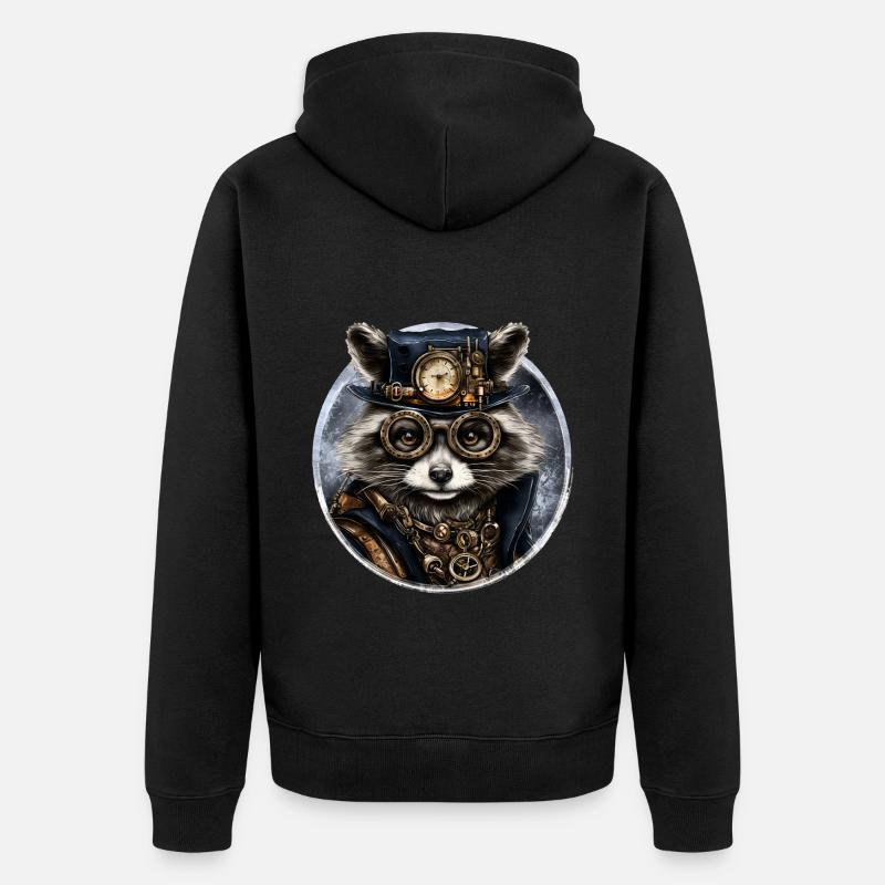 Raton laveur steampunk - Veste à capuche bio Premium Unisexe - noir
