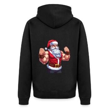 Bath Santa Claus Muscles Strong Christmas - Unisex Premium Organic Zip Hoodie - black - Back - Nico (187cm)