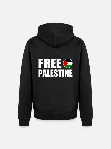 Free palestine - Unisex Premium Organic Zip Hoodie - black