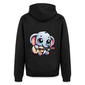 Elefant Gitarre spielen Jumbo Melodien Baby Te - Unisex Premium Bio Zip Hoodie - Schwarz - Hinten - Nico (187cm)