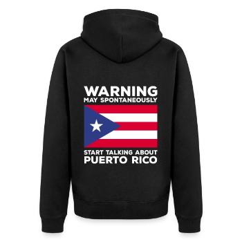 Puerto Rico | Puerto Ricaner Flagge Geschenkideen - Unisex Premium Bio Zip Hoodie - Schwarz - Hinten - Nico (187cm)