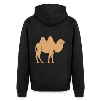 camel - Unisex Premium Organic Zip Hoodie - black - Back - Nico (187cm)