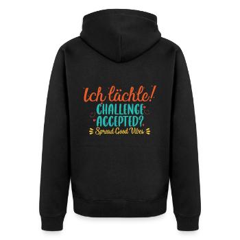Ich Lächle! - Verbreite positive Energie - Unisex Premium Bio Zip Hoodie - Schwarz - Hinten - Nico (187cm)