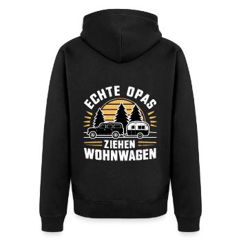 Camping Opa - Unisex Premium Bio Zip Hoodie - Schwarz - Hinten - Nico (187cm)