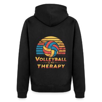Volleyball - Unisex Premium Bio Zip Hoodie - Schwarz - Hinten - Nico (187cm)