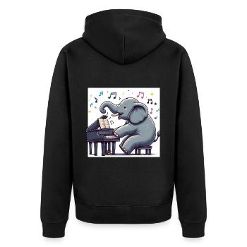 Éléphant au piano - Veste à capuche bio Premium Unisexe - noir - Dos - Nico (187cm)