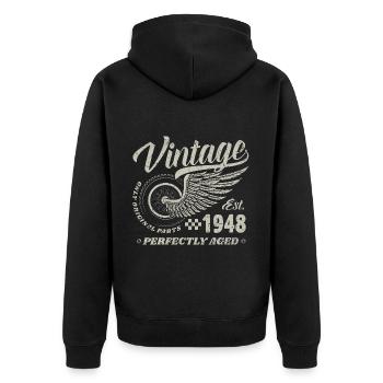 Vintage 1948 Year of birth 76 Birthday 76 Vintage - Unisex Premium Organic Zip Hoodie - black - Back - Nico (187cm)