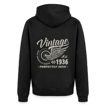 Vintage 1936 Year of birth 84 Birthday 84 Vintage - Unisex Premium Organic Zip Hoodie - black - Back - Nico (187cm)