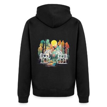 Forest Forest Dwellers Unicorns Unicorns Mythical Creatures - Unisex Premium Organic Zip Hoodie - black - Back - Nico (187cm)