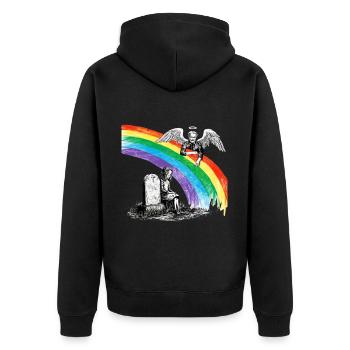 Tochter Papa Trauerengel - Unisex Premium Bio Zip Hoodie - Schwarz - Hinten - Nico (187cm)