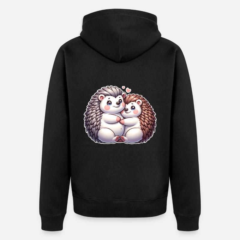 Igel Mama - Unisex Premium Bio Zip Hoodie - Schwarz