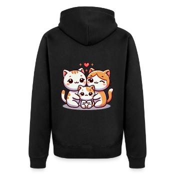 Aimant Chat Famille Mère Et Père Avec Un Enfant - Veste à capuche bio Premium Unisexe - noir - Dos - Nico (187cm)
