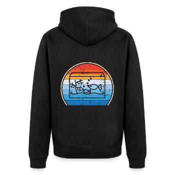 Retro Aquarium Aquaristik Fische Heimaquarium - Unisex Premium Bio Zip Hoodie - Schwarz - Hinten - Nico (187cm)