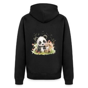 Cute Panda And Dog Friends - Unisex Premium Bio Zip Hoodie - Schwarz - Hinten - Nico (187cm)