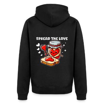 VERBREITE DIE LIEBE - Unisex Premium Bio Zip Hoodie - Schwarz - Hinten - Nico (187cm)