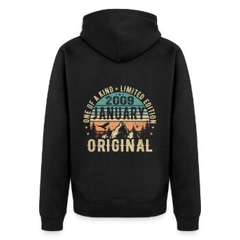 Birthday Gift January 2009 - January 2009 - Unisex Premium Organic Zip Hoodie - black - Back - Nico (187cm)