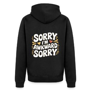 Sorry I'm Awkward Sorry 16 - Unisex Premium Bio Zip Hoodie - Schwarz - Hinten - Nico (187cm)