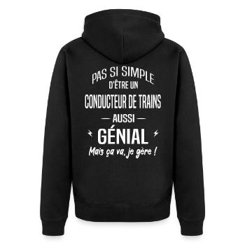 Conducteur de trains - Veste à capuche bio Premium Unisexe - noir - Dos - Nico (187cm)