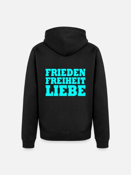 Frieden freiheit liebe - Unisex Premium Bio Zip Hoodie - Schwarz